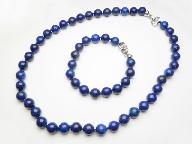 10mm Lapids Necklace 20" & Bracelet 8" Set