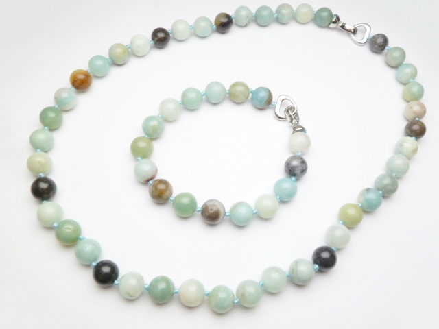 10mm Amazonite Necklace 20" & Bracelet 8" Set