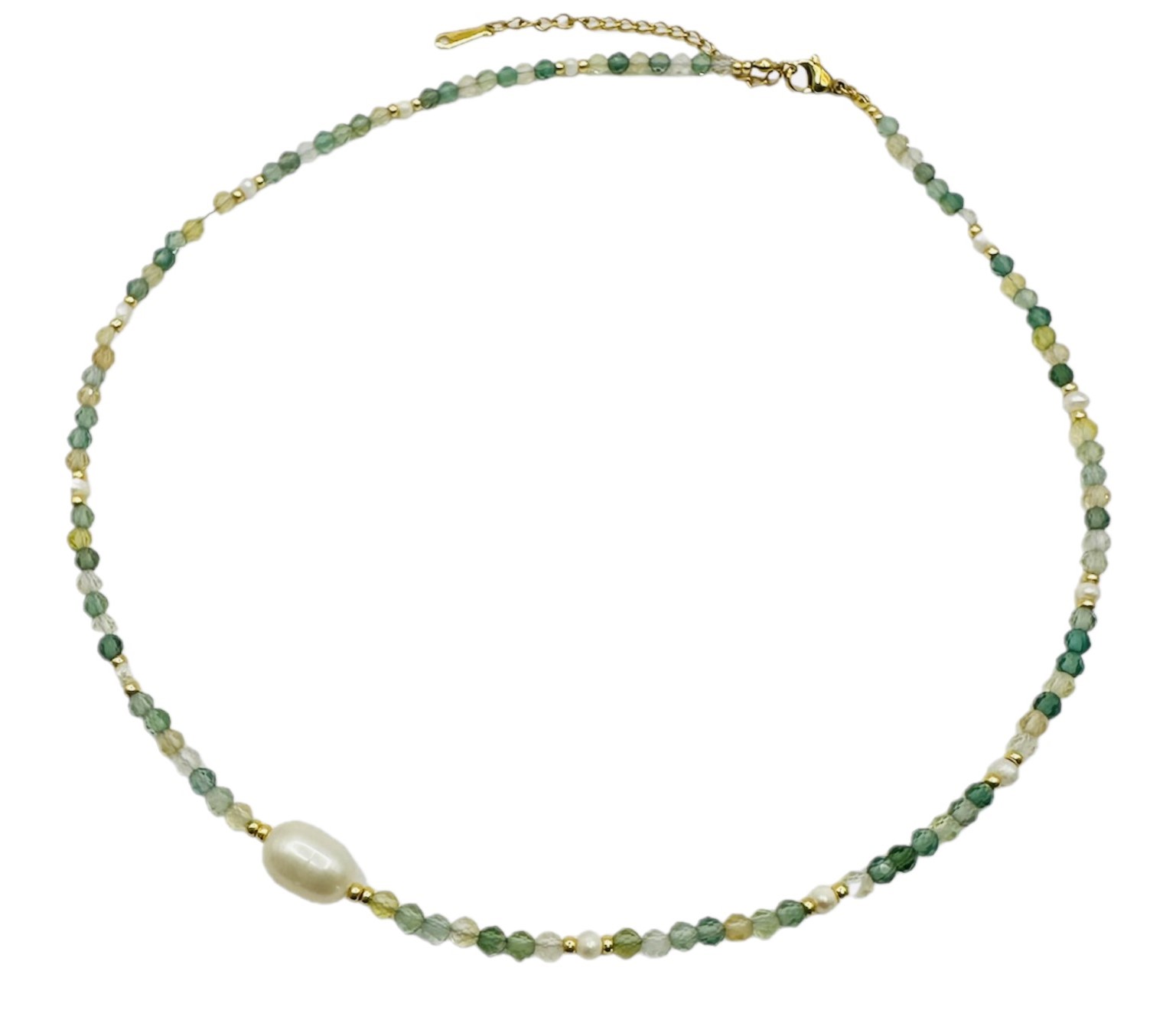 Big Fresh Water Pearl w/ Faceted Agate Beads Necklace