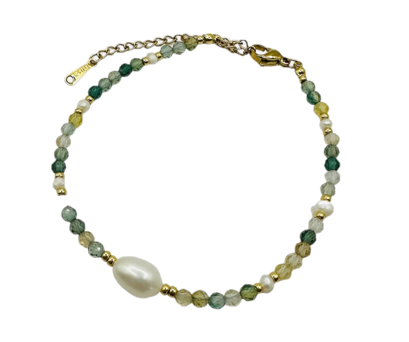 Big Fresh Water Pearl w/ Faceted Agate Beads Bracelet