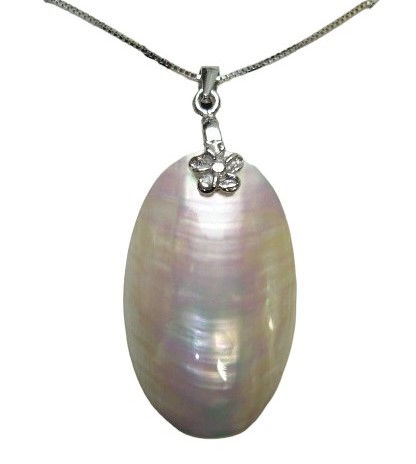 Natural Nautilus Shell Pendant w/ 0.7mm 925 Silver Box Chain 18"