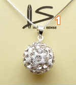 14 mm Round White CZ Pendant w/ 925 Silver 0.7mm Box Chain