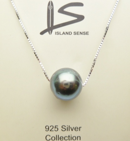 10-11mm Round Tahitian Pearl w/ 925 Silver 0.7mm Box Chain 18'