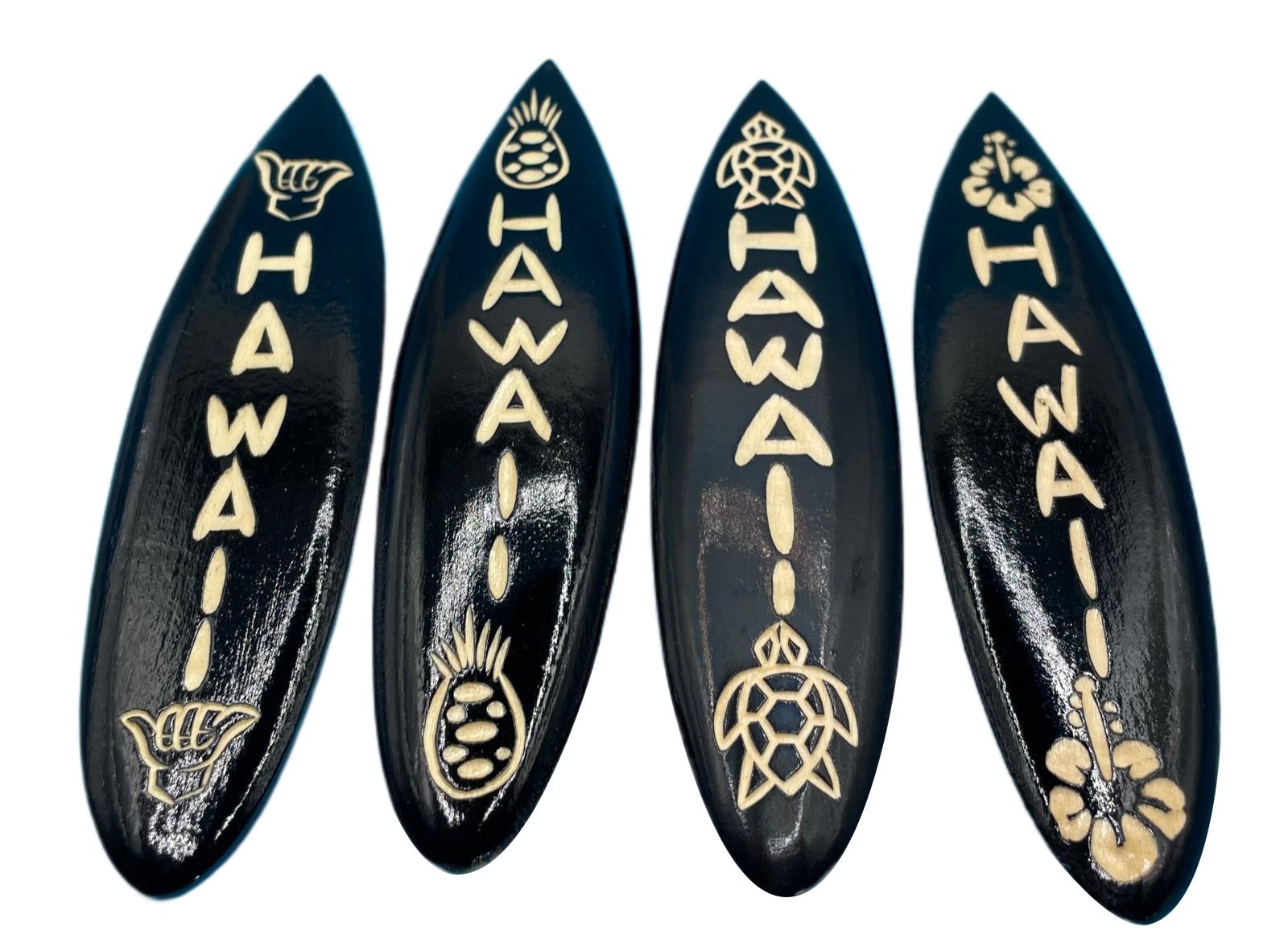 "Hawaii" 12cm Assorted Wood Carved Surfboard Magnet