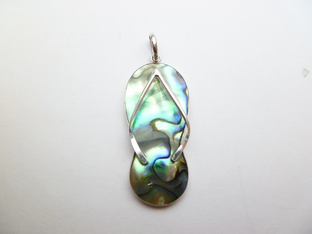 925-Silver 30x15mm Abalone Shell Sliper Pendant