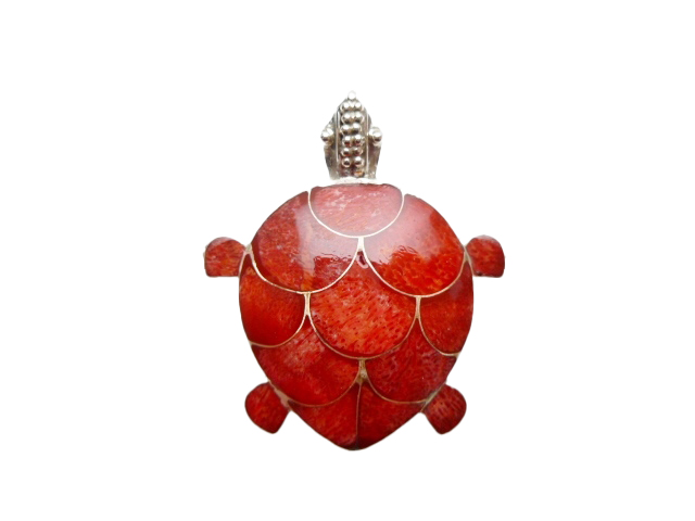 925-Silver 26x40mm Red Coral Pendant