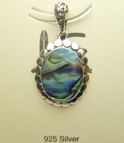 23x19mm Abalone Shell Pendant w/ 925 Silver