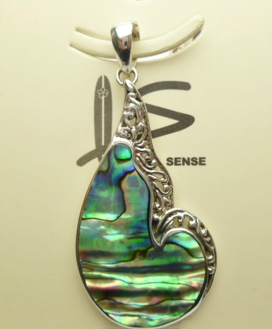 40x24mm Abalone Shell Pendant w/ 925 Silver