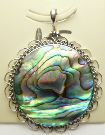 43x43mm Abalone Shell Pendant w/ 925 Silver