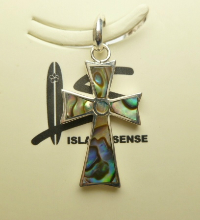 22x15mm Abalone Shell Cross Pendant w/ 925 Silver