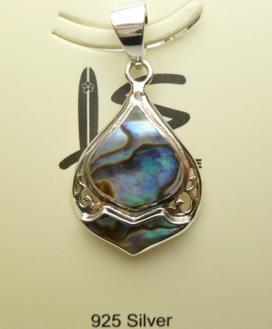 28x20mm Abalone Pendant w/ 925 Silver