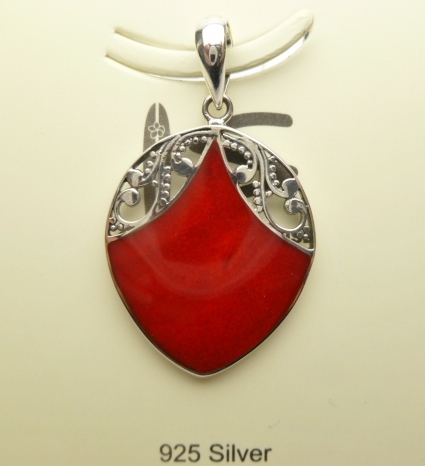 28x22mm Red Carol Pendant w/ 925 Silver