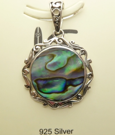 26x25mm Abalone Shell Pendant w/ 925 Silver