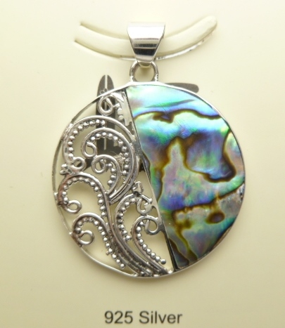 30x30mm Abalone Shell Pendant w/ 925 Silver