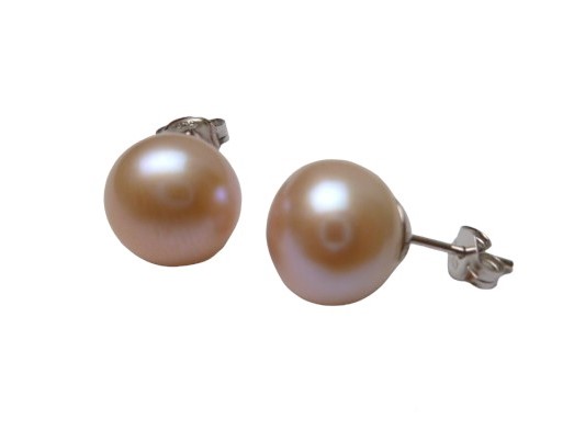 8mm Round Top Peach Fresh Water Pearl with 925 Earring Post