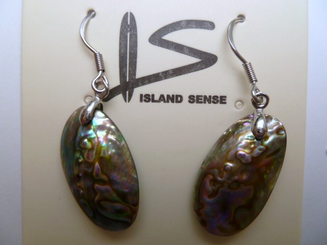 Genuine abalone shell earring w. 925 silver finding