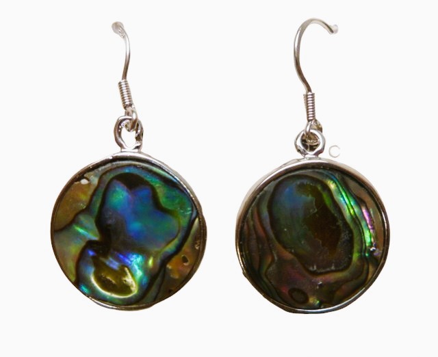 Abalone Round Earring with 925 Silver Hook