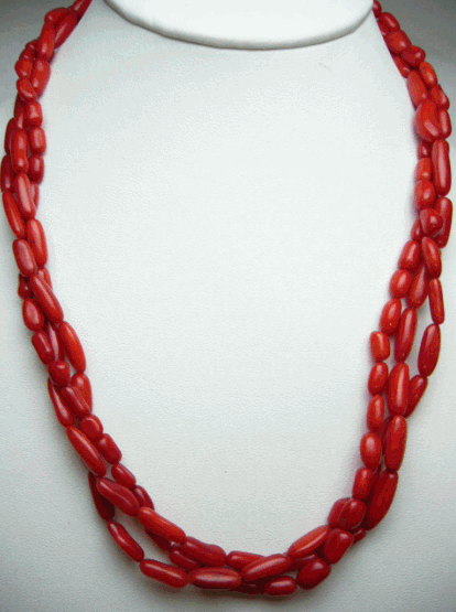 20" Triple Sea Bamboo Beads Necklace