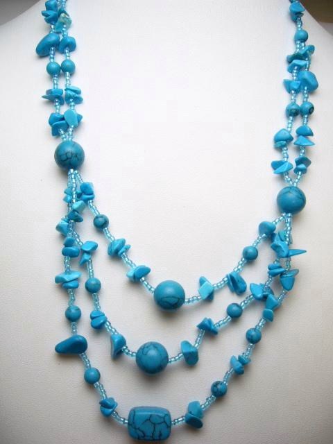 20" Triple Layer Turquoise Necklace