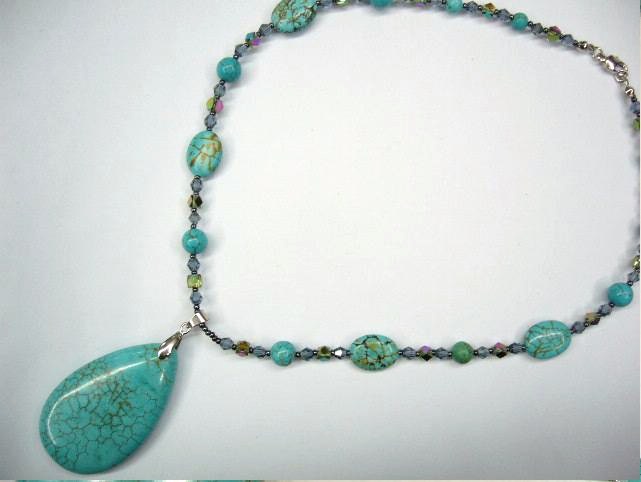 Turquoise & Crystal Necklace