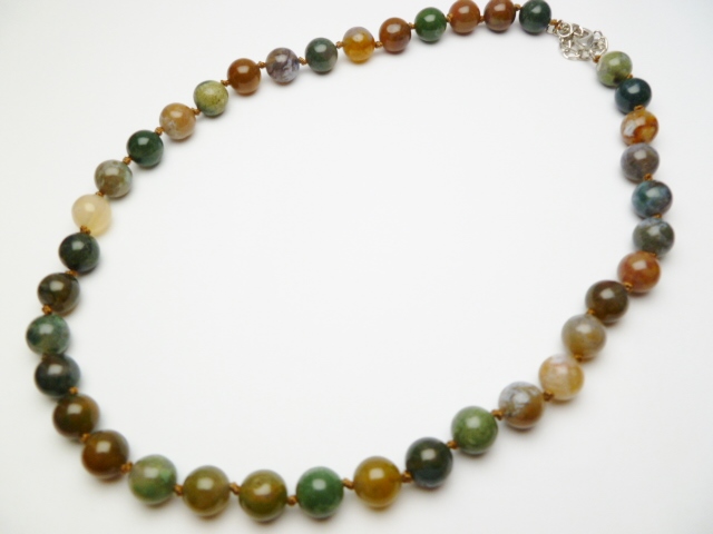 10mm Indian Agate Necklace 18"+ 2" Extension