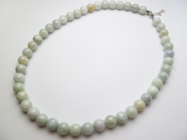 12mm Jade Stone Beads Necklace 18"+ 2" Extension