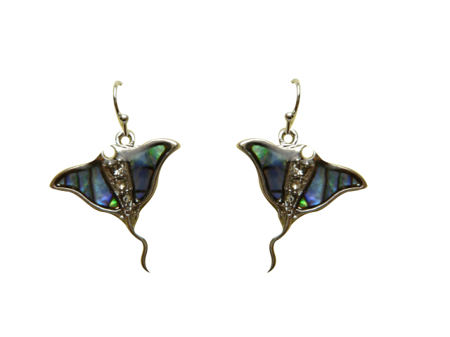 Abalone Shell Stingray & CZ Dangling Earrings