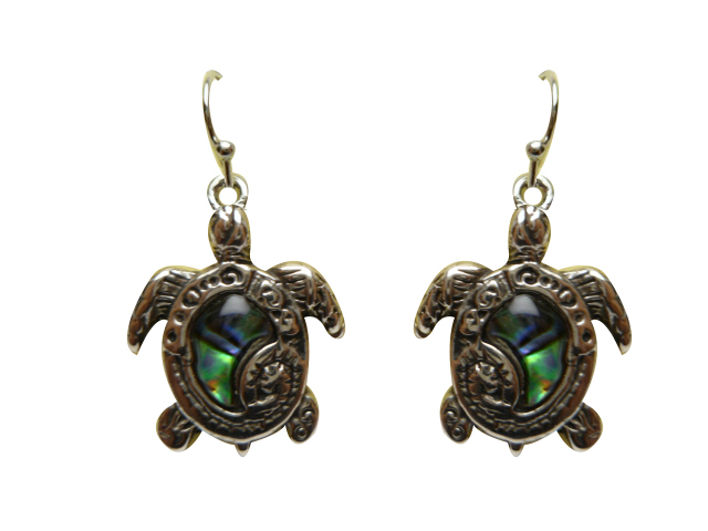 Abalone Shell Turtle Dangling Earrings