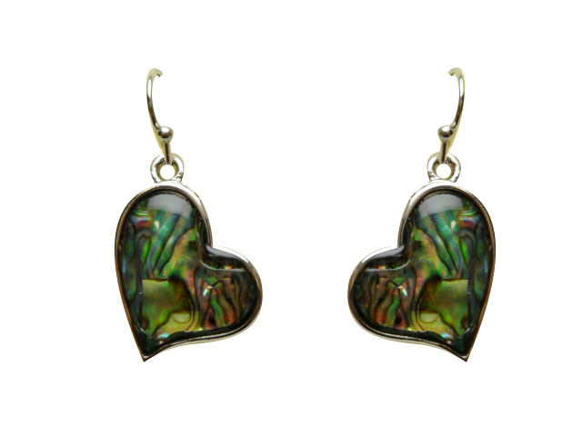 Abalone Shell Heart Shape Dangling Earrings