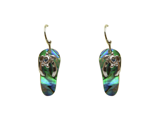 Abalone Shell Sandal & Turtle Dangling Earrings