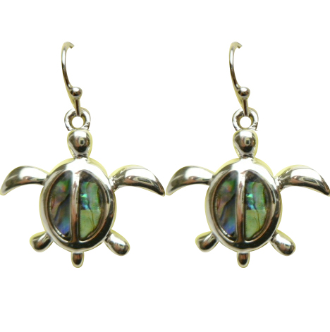 Abalone Shell Turtle Dangling Earrings