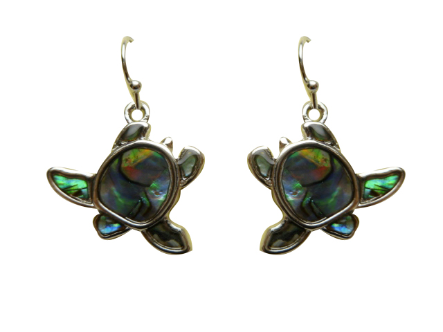 Abalone Shell Turtle Dangle Earrings