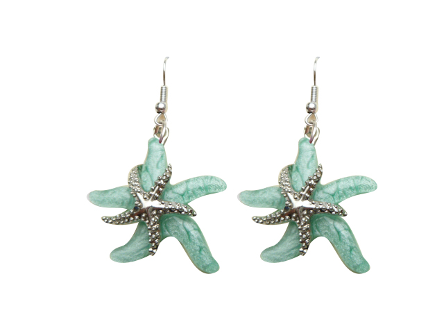 28x25mm Light Blue Glass Star Fish Earring