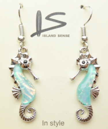 Light Blue Glass Seahorse Earring