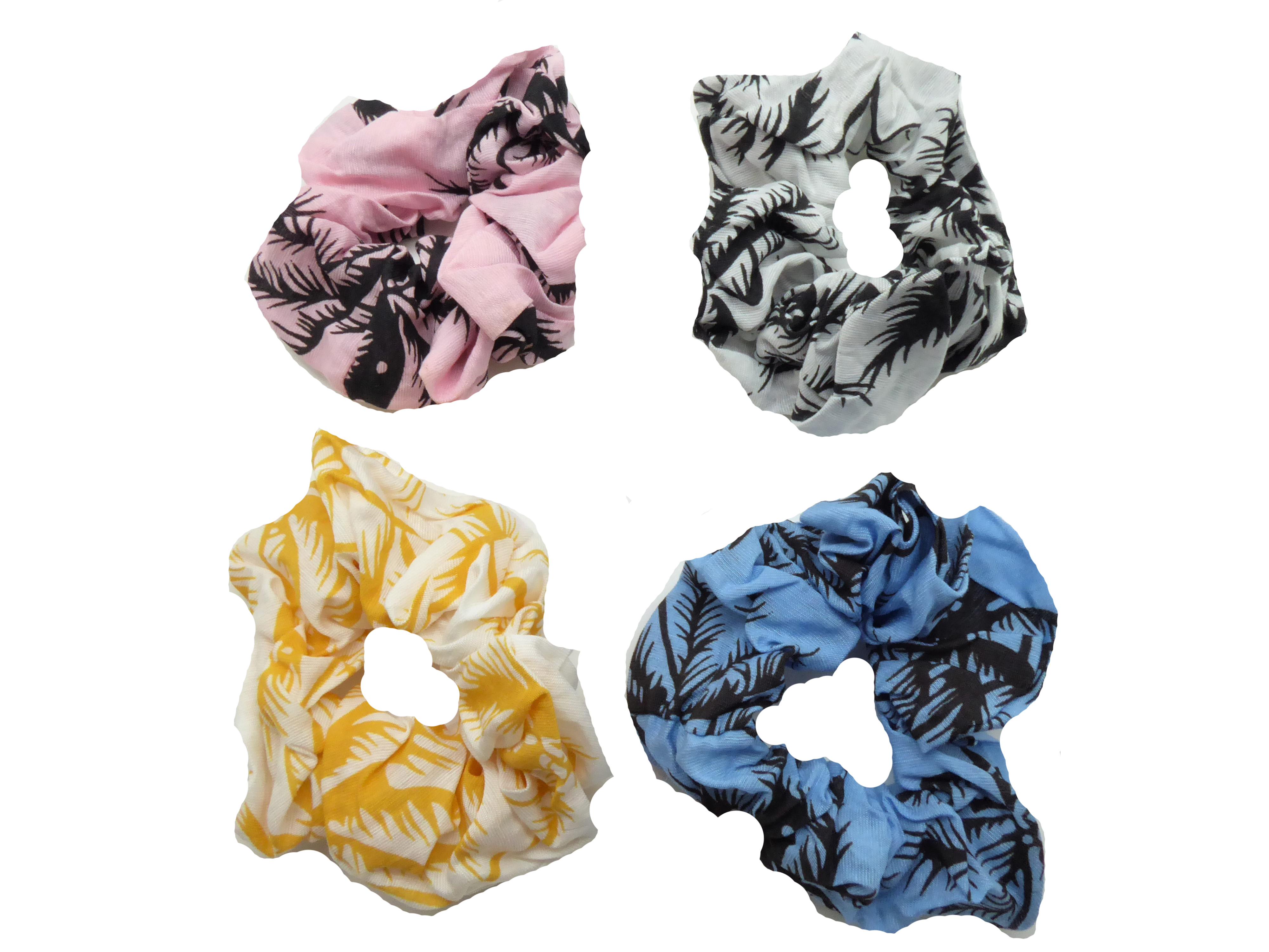 Hawaii Floral Print Scrunchie Hair Ties Assorted Color