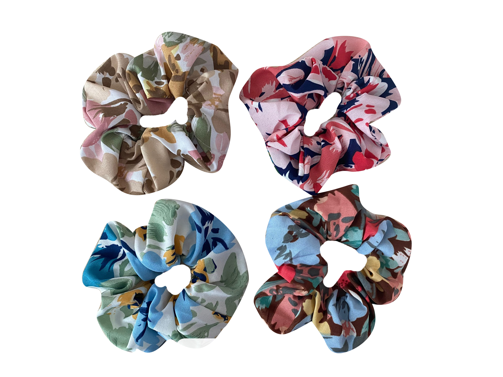 Hawaii Floral Print Scrunchie Hair Ties Assorted Color