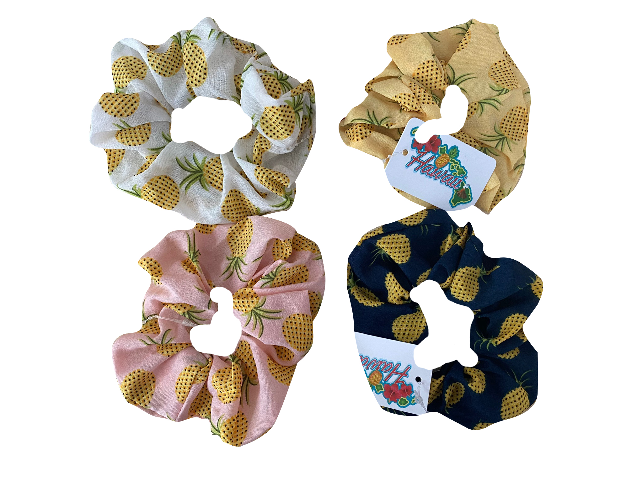 Hawaii Floral Print Scrunchie Hair Ties Assorted Color