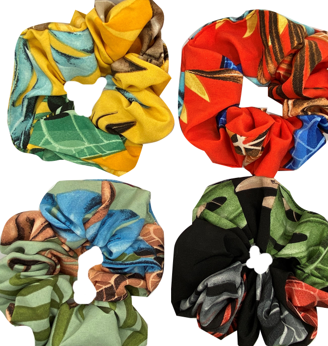 Hawaii Floral Print Scrunchie Hair Ties Assorted Color