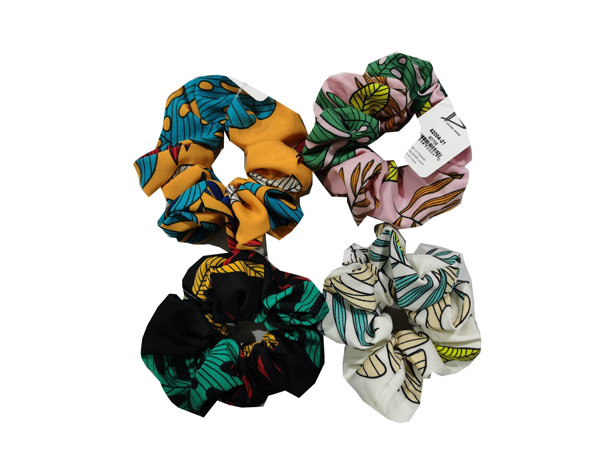 Hawaii Floral Print Scrunchie Hair Ties Assorted Color