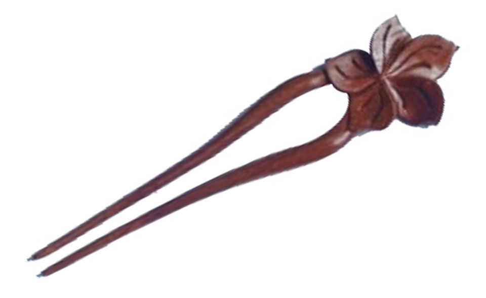 Wood Craved Hawaii Flower Plumeria Hairpin, MOQ-12pcs