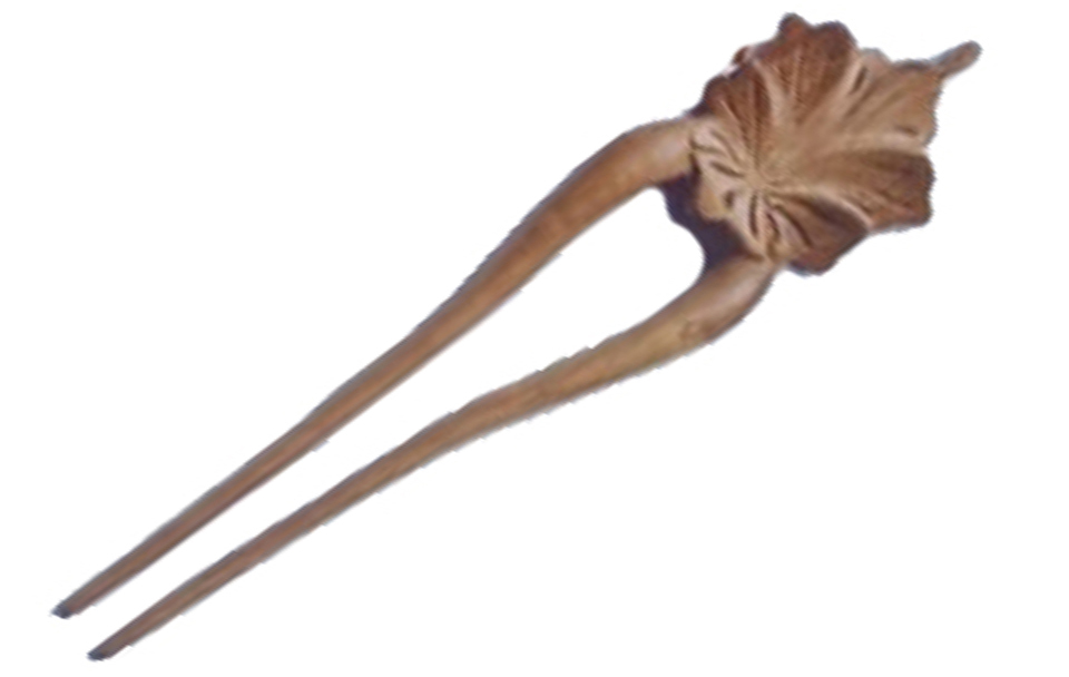 Natural Color Wood Craved Hawaii Flower Hibiscus Hairpin, MOQ-12