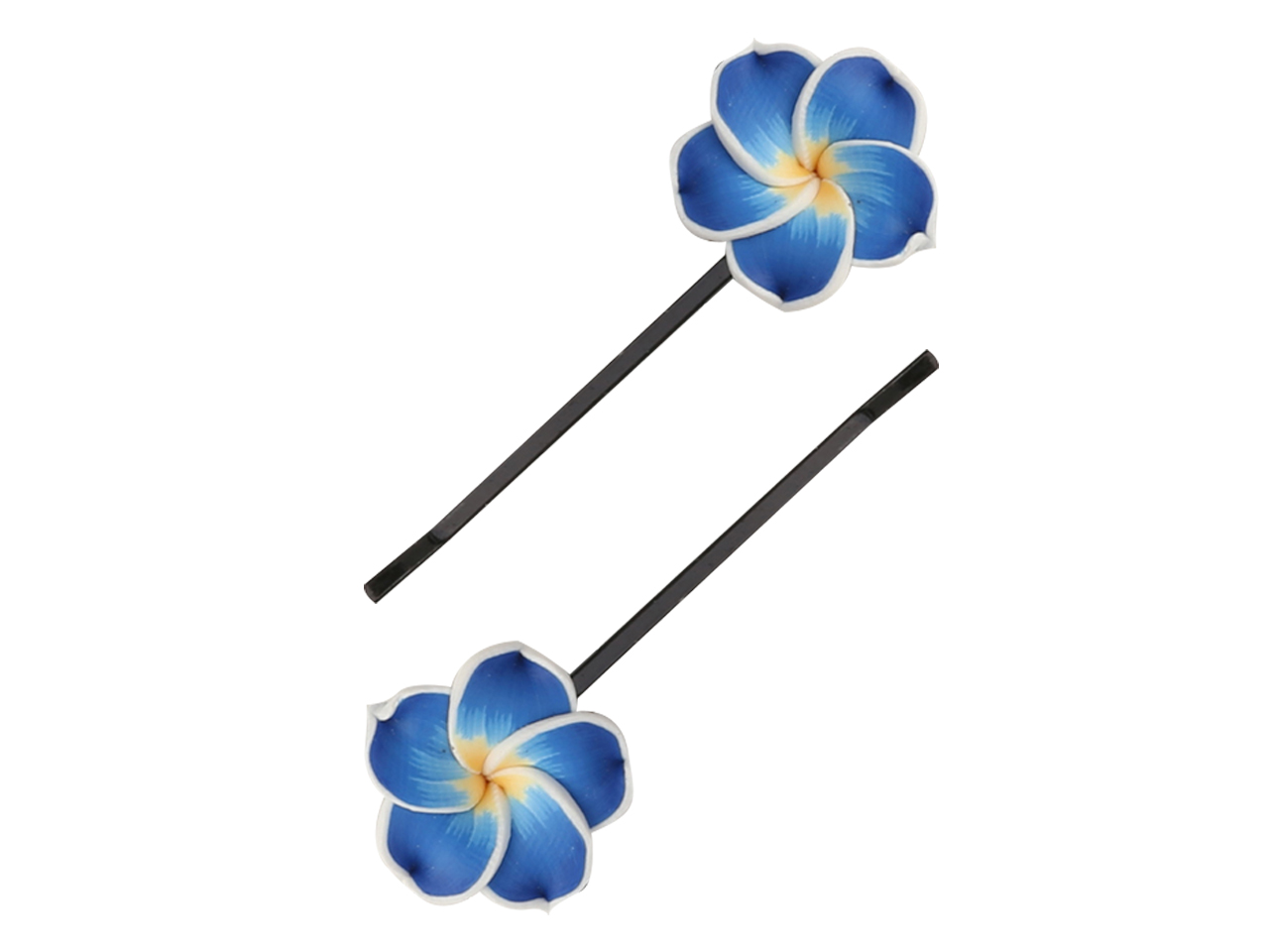 Blue, Yellow & White Fimo Flower Bobby Pin Hair Clip, MOQ-12 pai