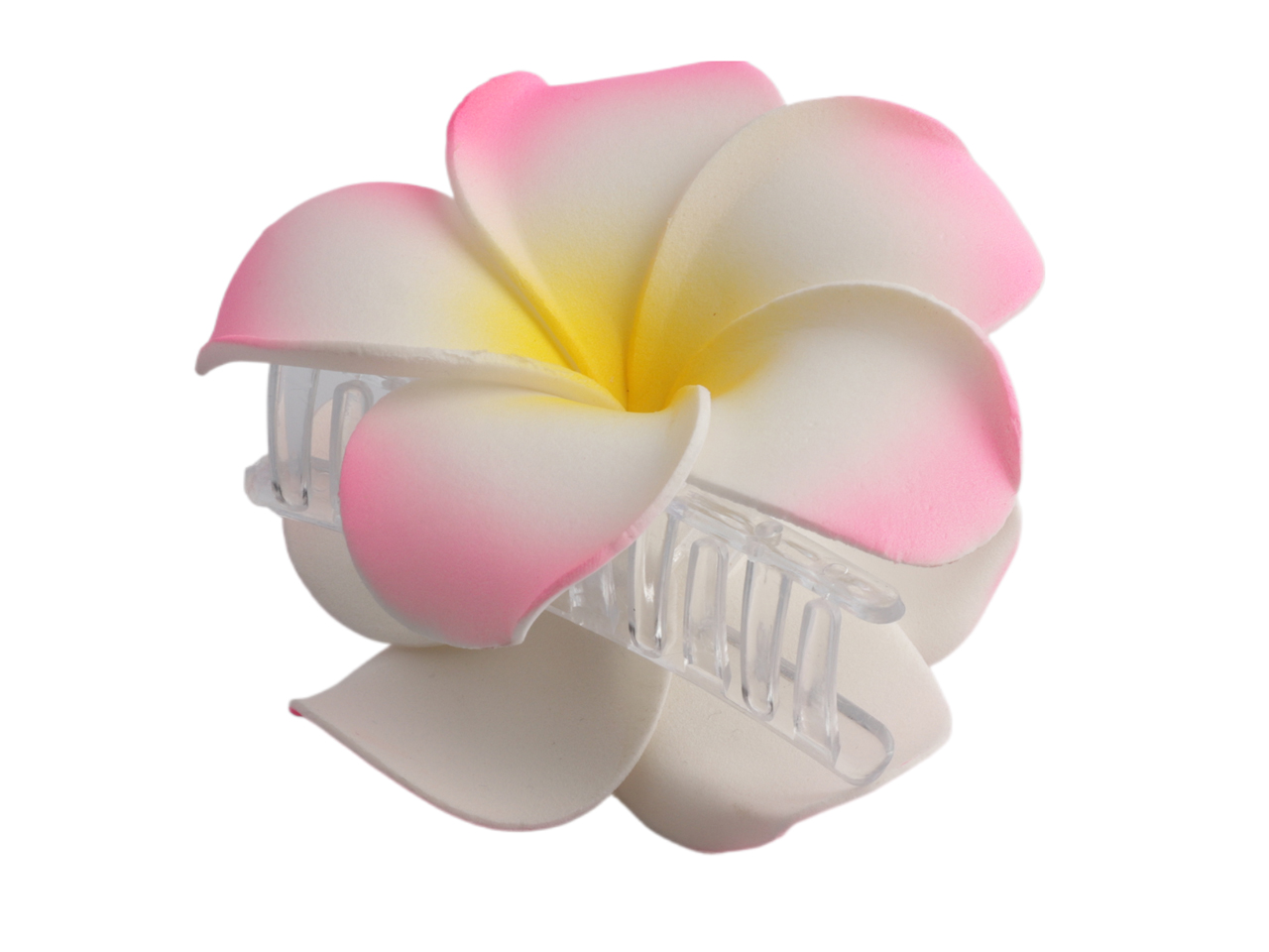 90mm Pink & White Foam Flowers Claw Hair Clip, MOQ-12/bx