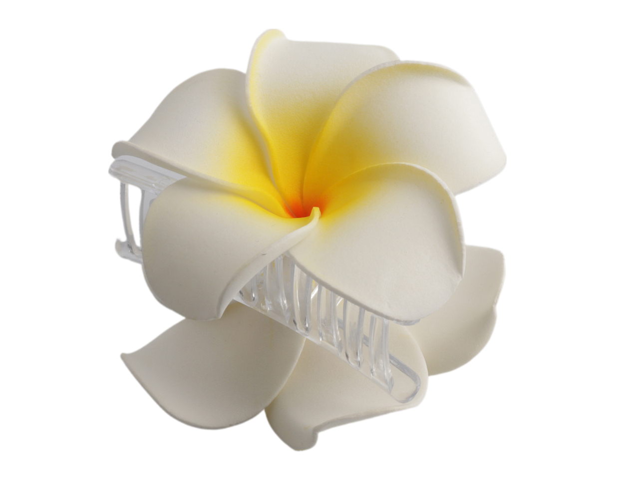 90mm White Foam Flowers Claw Hair Clip, MOQ-12/bx