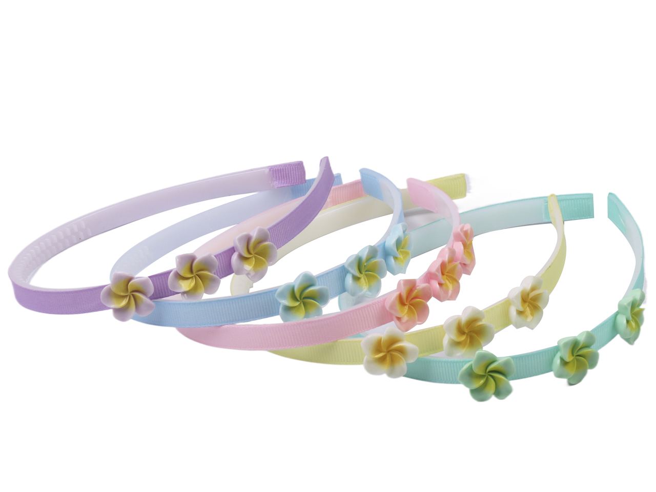 Assorted Color Acrylic Plumeria Headband, MOQ-12/pack