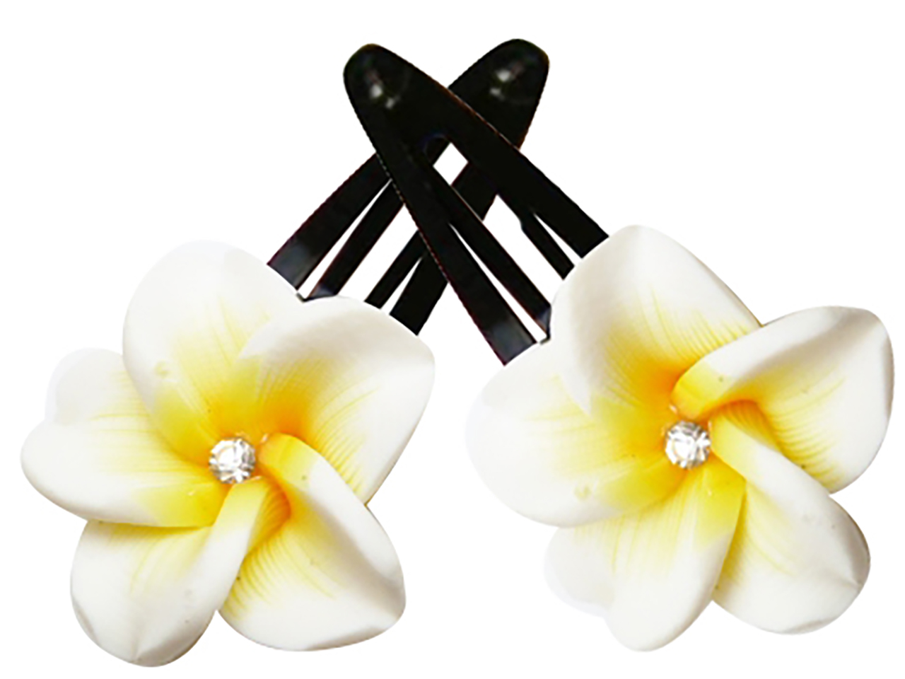 25mm White & Yellow Fimo Flower Snap Hair Clip