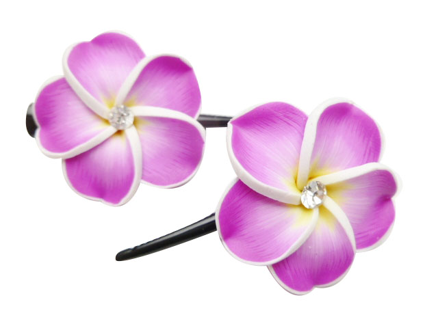 35mm Purple Fimo Flower w/C.Z.Alligator Hair Clip