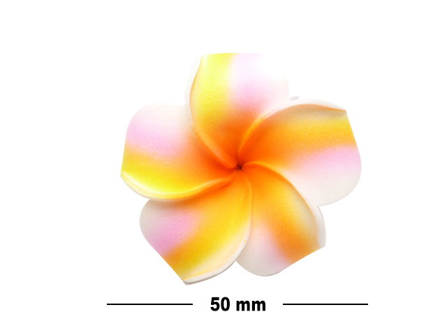 50mm Light Pink, White & Yellow Foam Flower Hair Clip