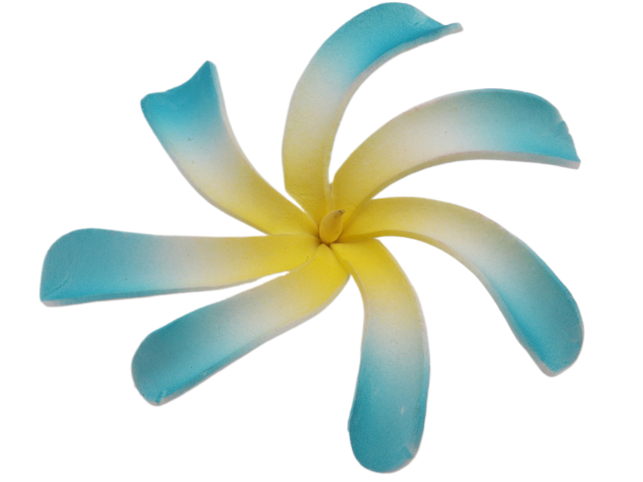 90mm Blue, White & Yellow Tiare Foam Flower Hair Clip