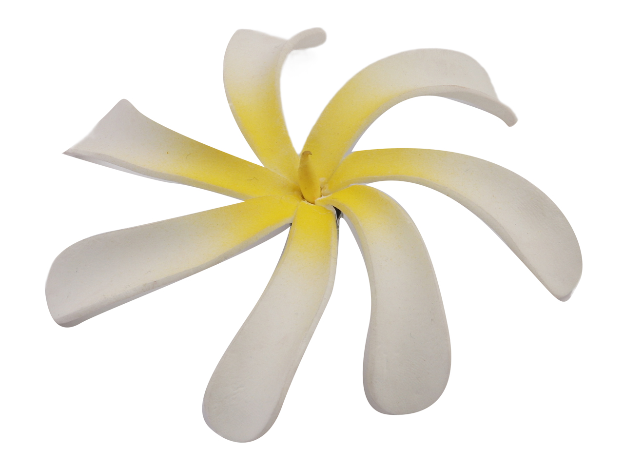 90mm White & Yellow Tiare Foam Flower Hair Clip